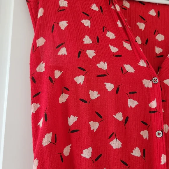 Red Floral Print Billabong Sleeveless Maxi Dress Size M. - Picture 4 of 11